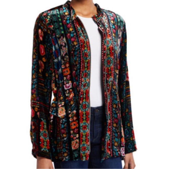 Johnny Was Black Velvet Floral Anorak Jacket Small - Picture 8 of 16